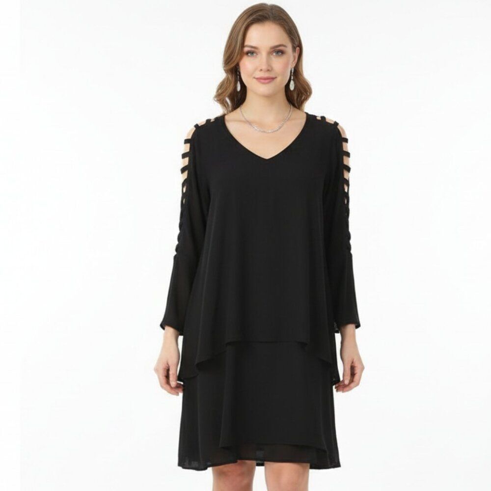 Joseph Ribkoff Black Ladder Sleeve Tunic Top NEW 12